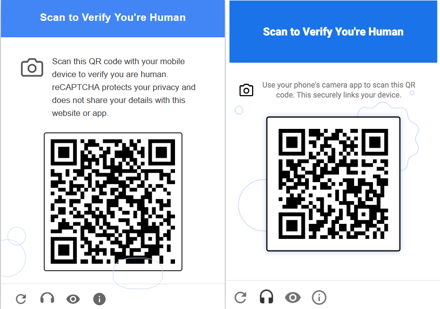 Comparison of Google QR vs phishing QR